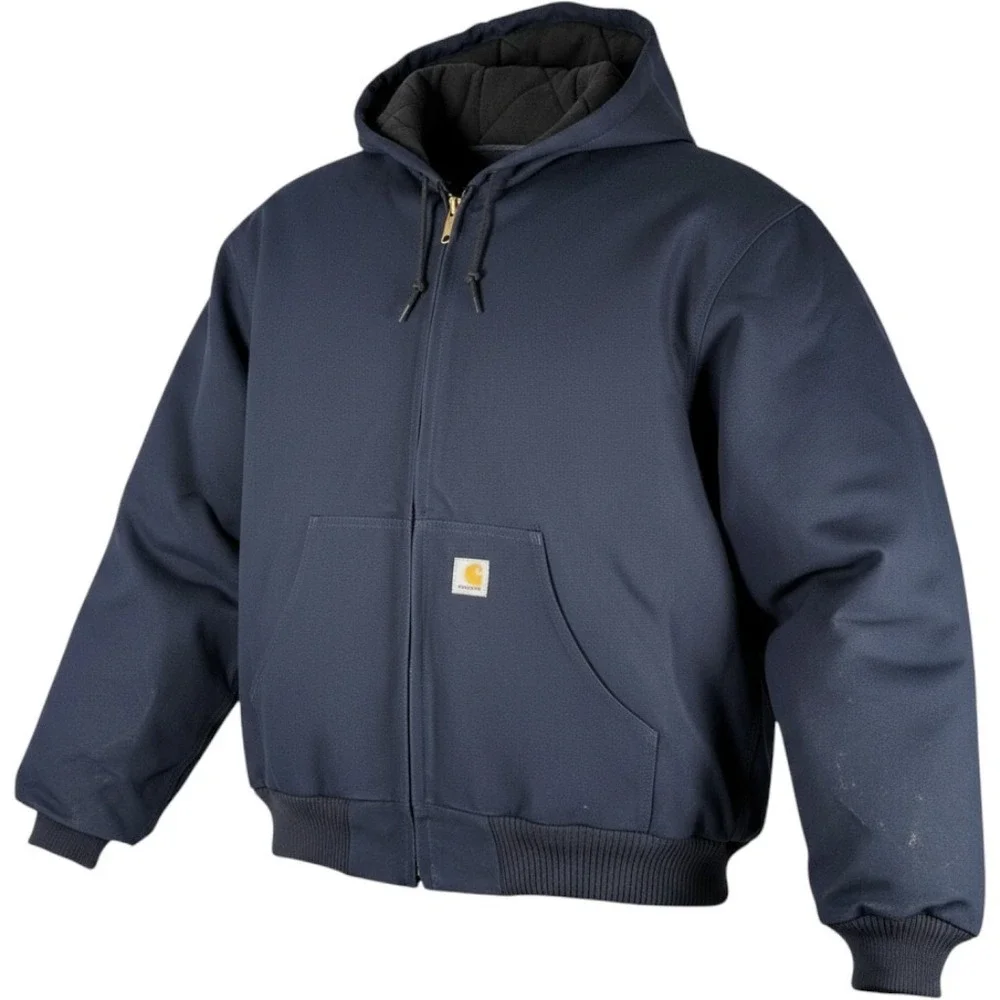 Carhartt J140 Firm Duck Flannel Lined Active Jacket Mens 2XL Navy Blue Made USA